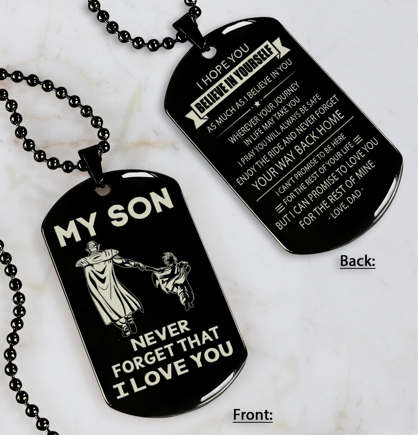 DRB Personalized Double Sided Dog Tag To My Son Never Forget That I Love You - Never Forget Your Way Back Home