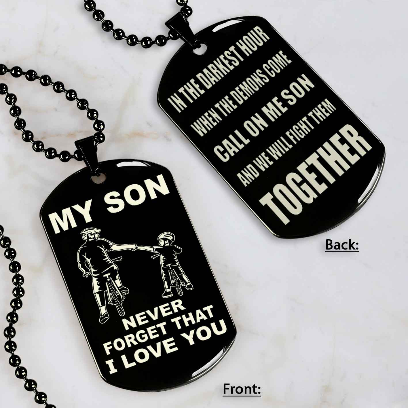 DRB Personalized Double Sided Dog Tag To My Son Never Forget That I Love You - Call On Me Son