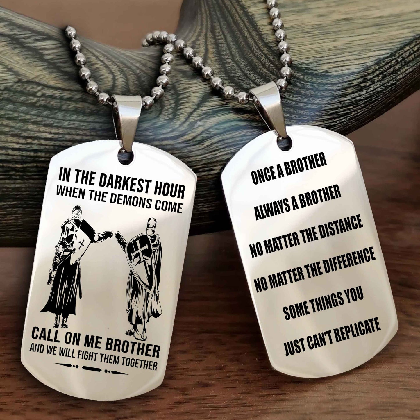 Viking Customizable engraved dog tag double sided gift from brother Once A Brother Always A Brother