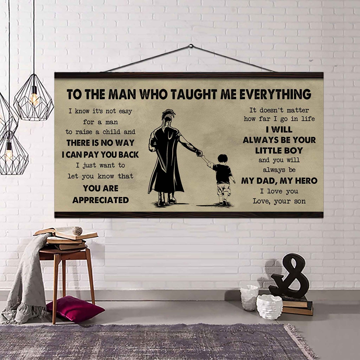 DRB To The Man Who Taught Me Everything - You Will Always Be My Hero Poster Canvas Gift For Father - Photo Upload