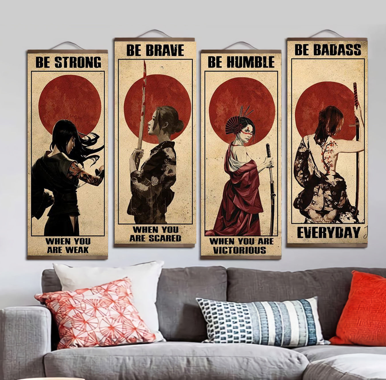 Samurai hanging canvas be strong be brave