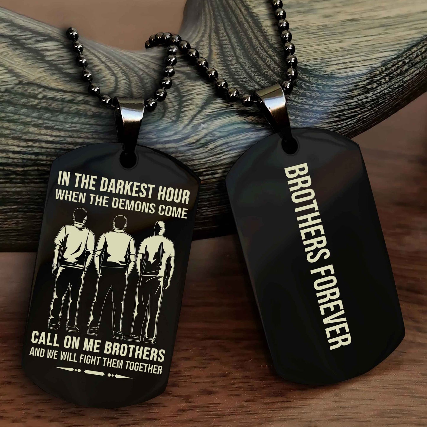 DRB Customizable engraved black dog tag double sided gift from brother, brother forevers NAG