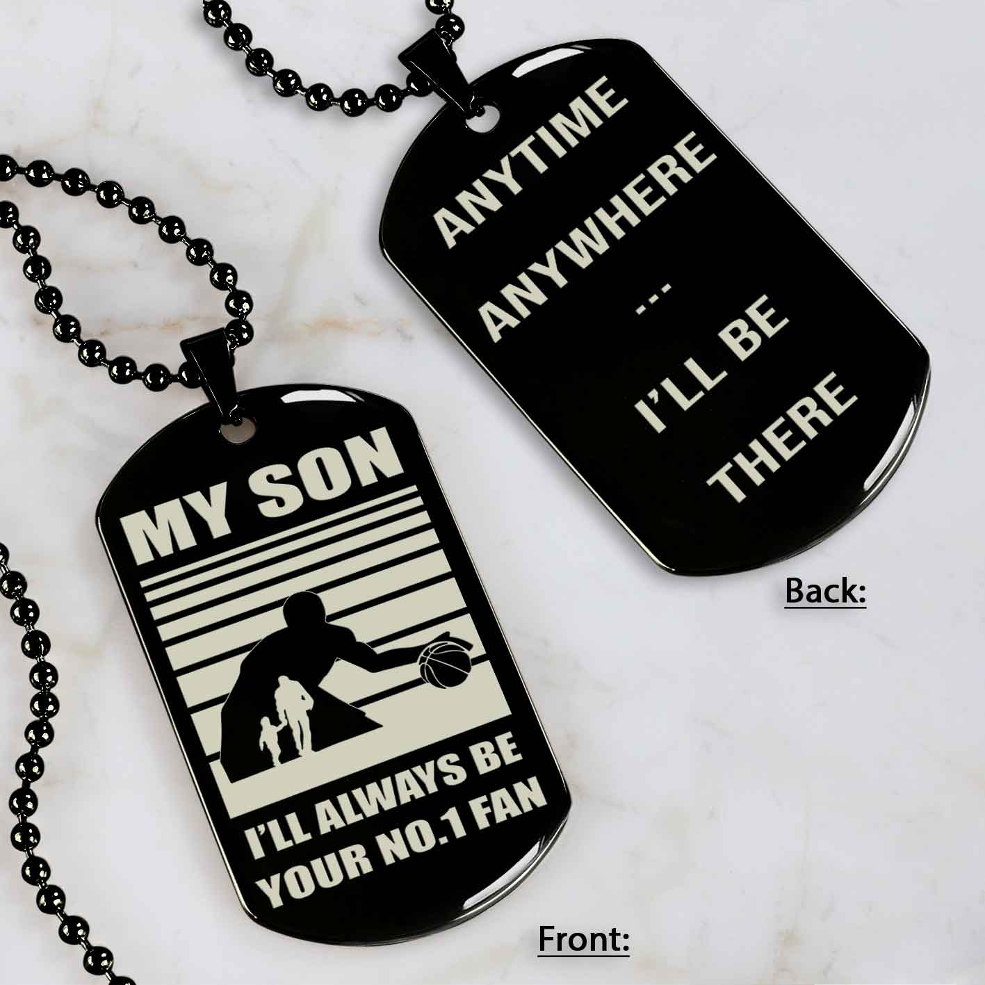 Sport Personalized Double Sided Dog Tag I Will Always Be Your No 1 Fan - Any Time Any Where I Will Be There Gift From Dad To Son