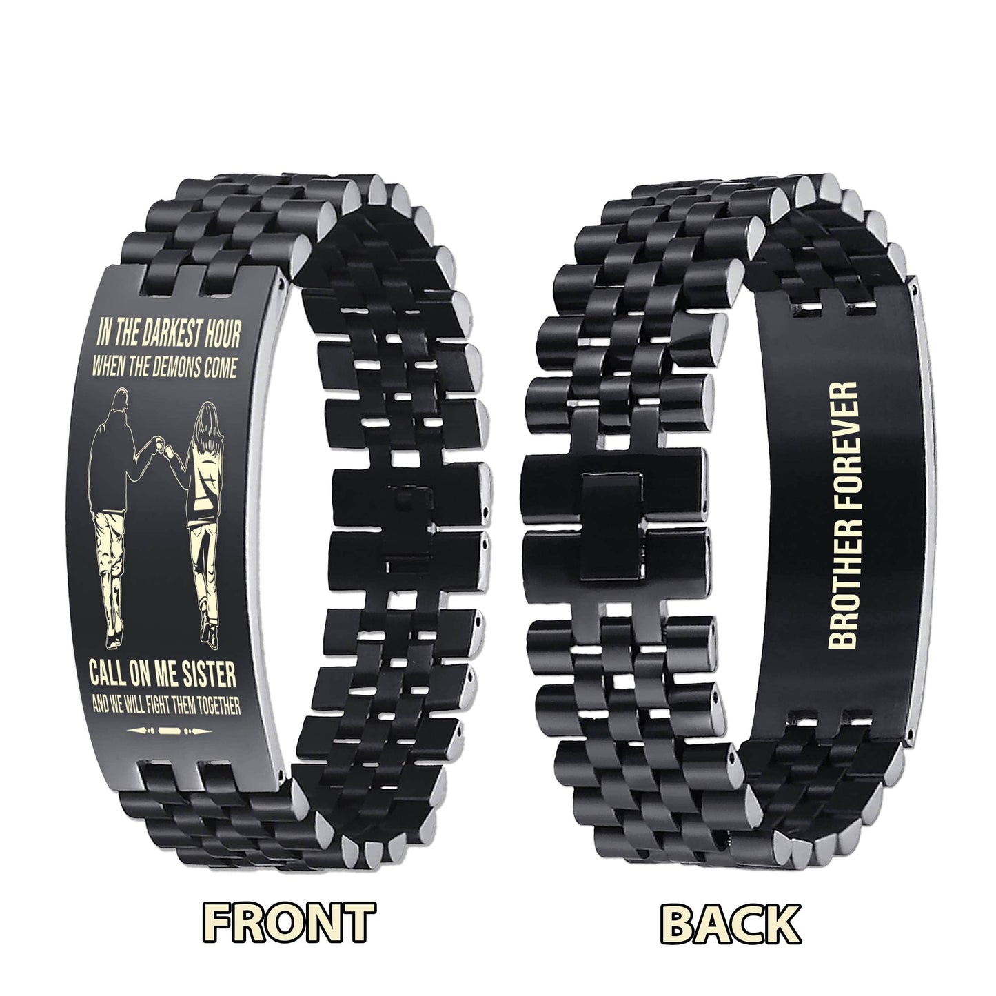 Spartan Be strong-Personalized Double Sided Bracelet Father And Son Best Friends For Life - Message on the back side-Be strong