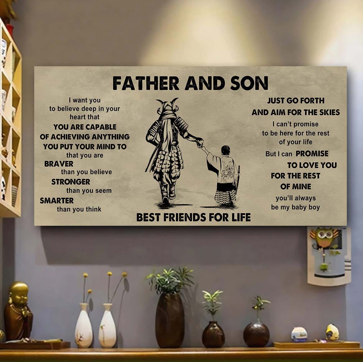 Family photo upload Father And Son Best Friends For Life - That You Are Braver Than You Believe Poster Canvas Gift For Son From Father
