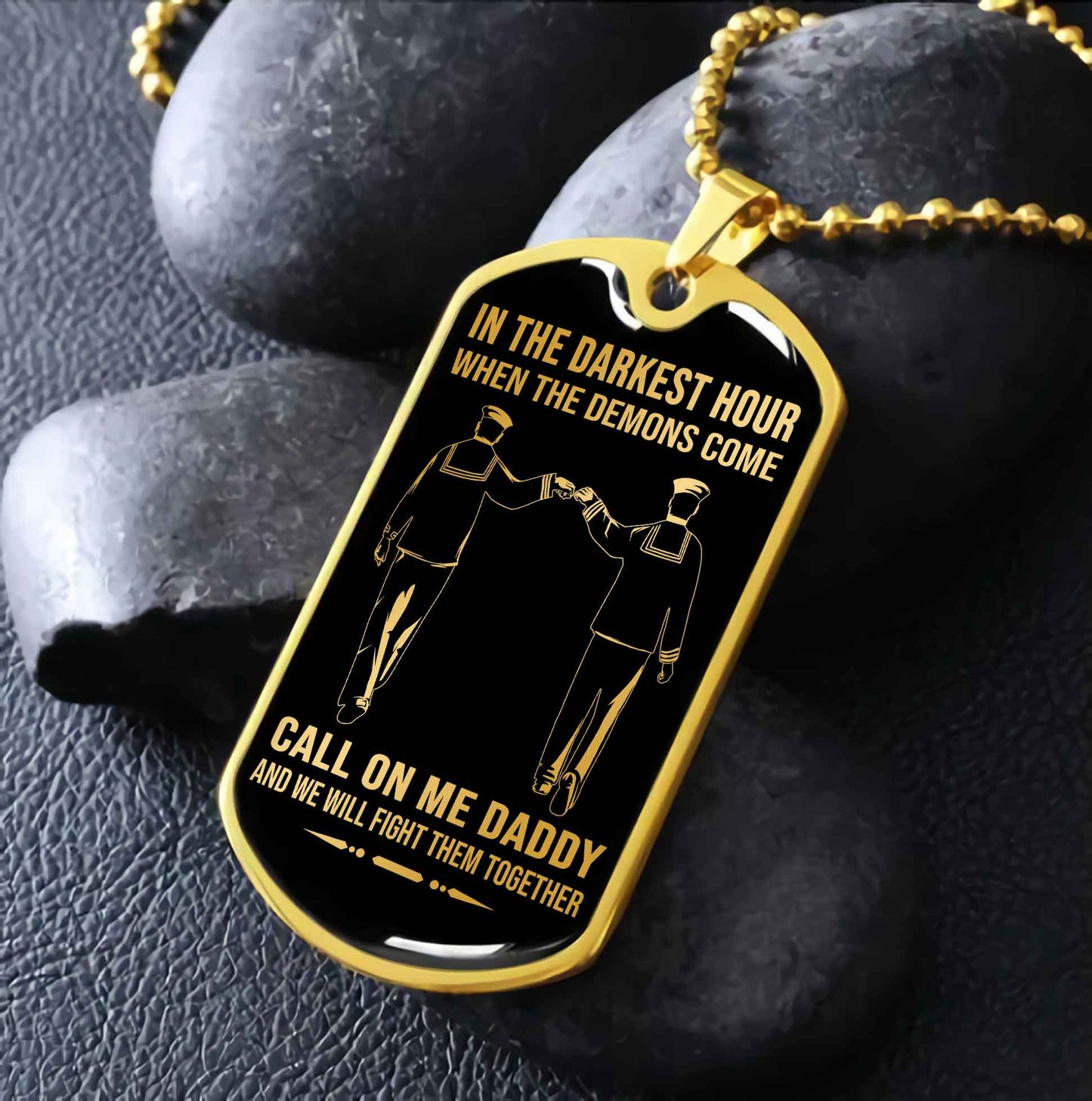 DRB PC Military Chain Silver Plated 18K Gold Plated Call On Me Daddy Gift For Your Dad