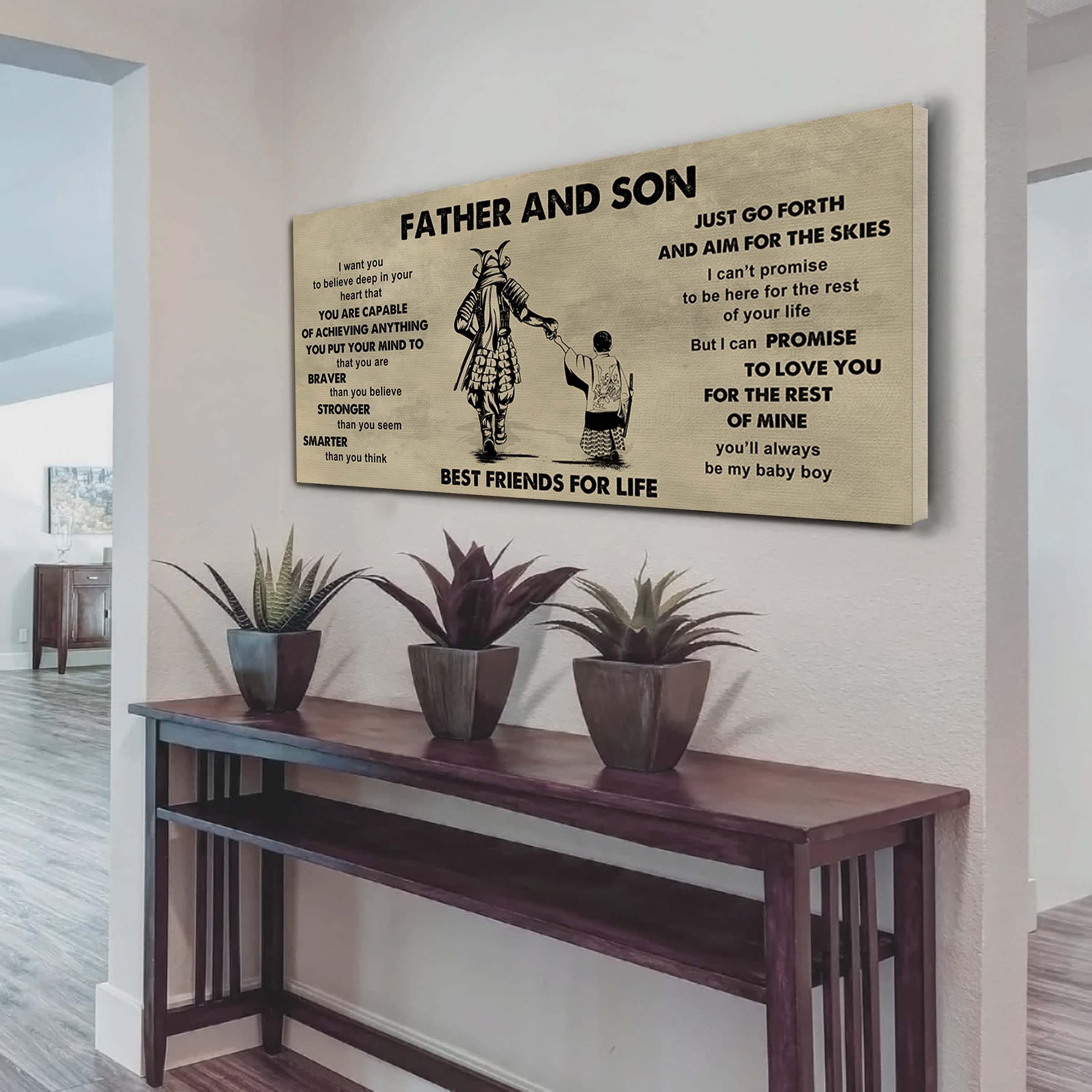 Family photo upload Father And Son Best Friends For Life - That You Are Braver Than You Believe Poster Canvas Gift For Son From Father