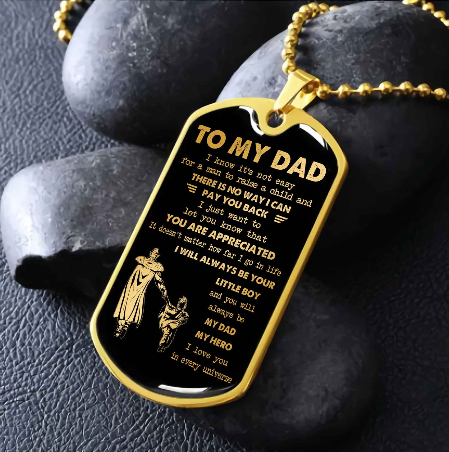 Dragon B GK-Father and Son- Millitary Chain 18K Gold Plated To My Dad I Know It's Not Easy - I Will Always Be Your Little Boy Gift From Son To Dad Father's Day Gift
