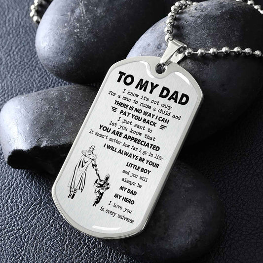 Dragon B PC-Father and Son- Millitary Chain 18K Gold Plated To My Dad I Know It's Not Easy -I love you in every universe- Gift From Son To Dad Father's Day Gift