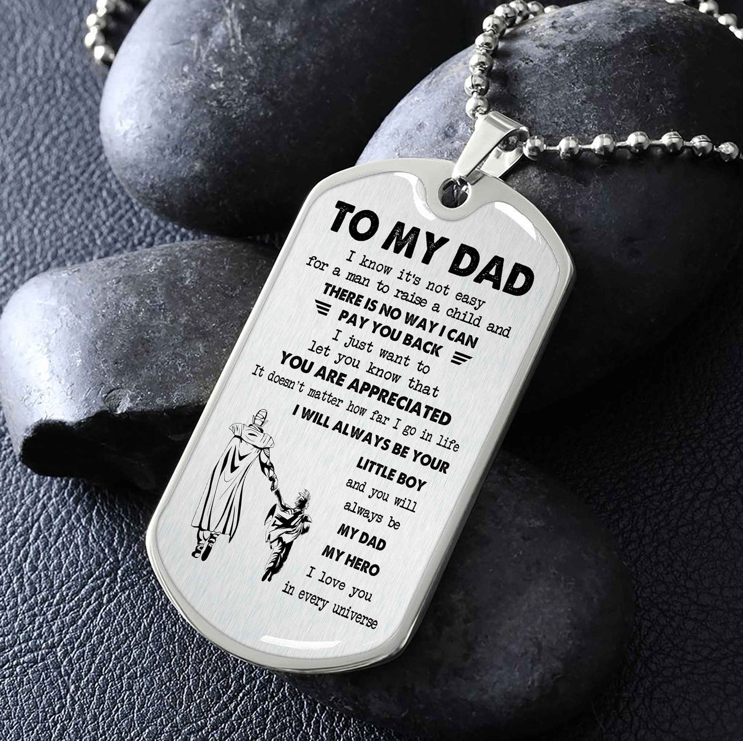 Dragon B GK-Father and Son- Millitary Chain 18K Gold Plated To My Dad I Know It's Not Easy - I Will Always Be Your Little Boy Gift From Son To Dad Father's Day Gift