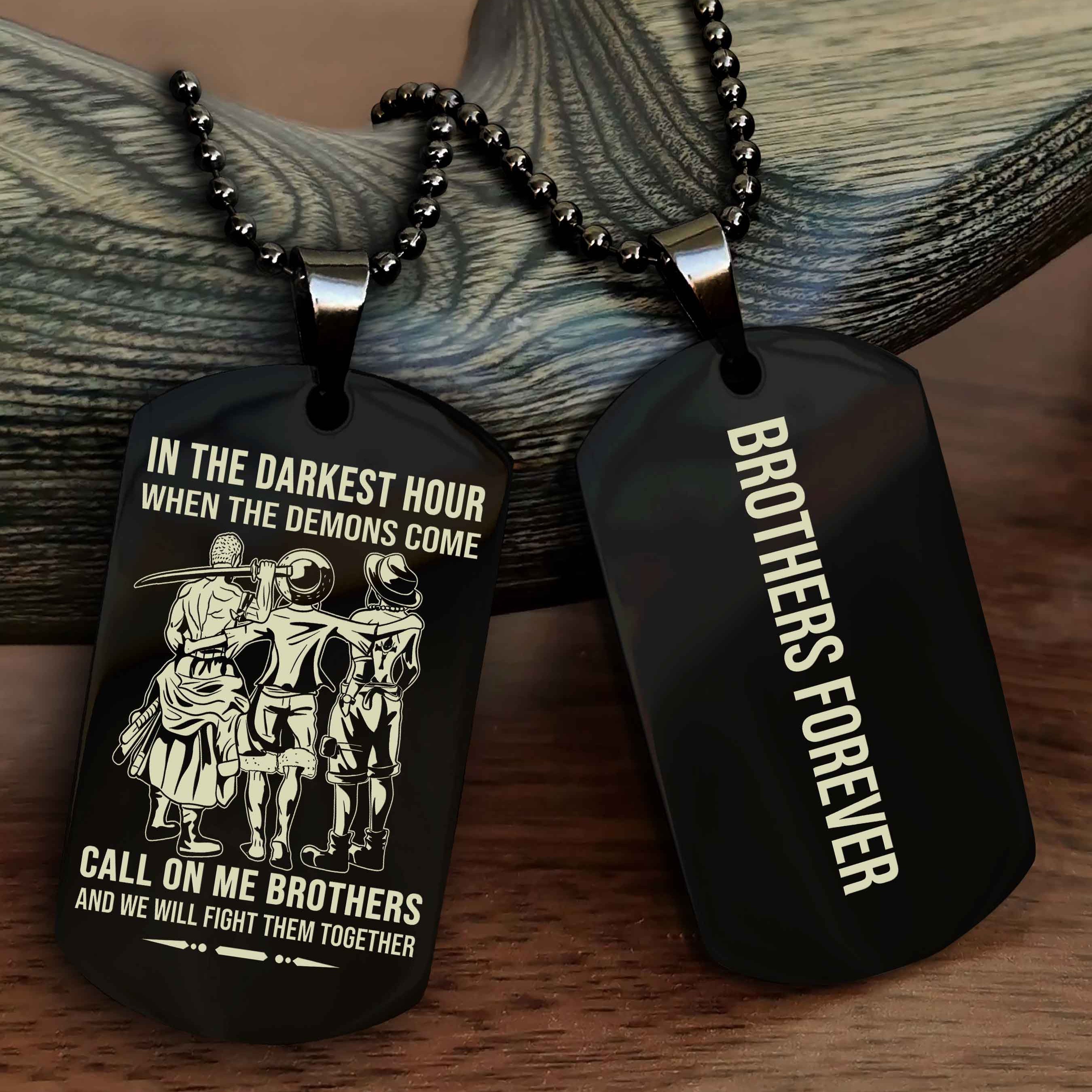 DRB Customizable engraved black dog tag double sided gift from brother, brother forevers NAG
