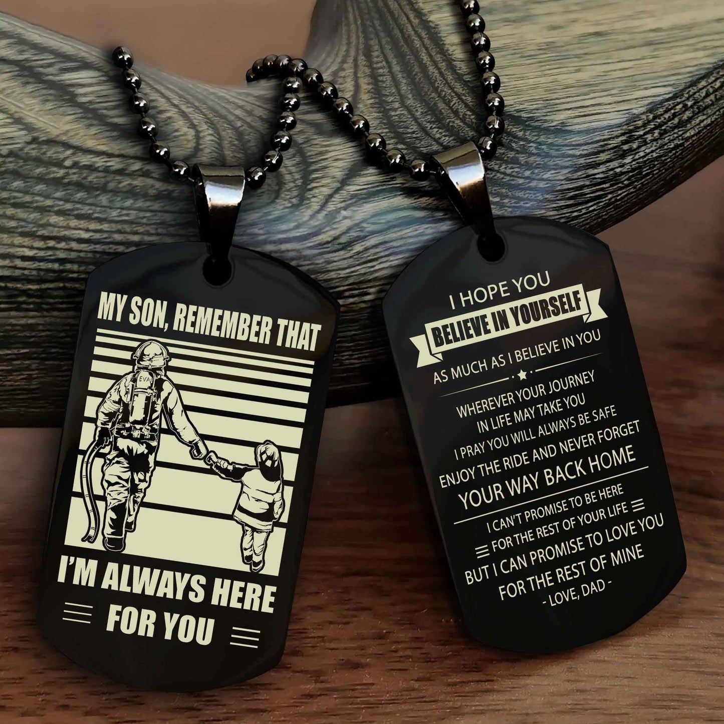 Biker Personalized Double Sided Dog Tag My Son Remember That I Will Always Here Never Forget Your Way Back Home