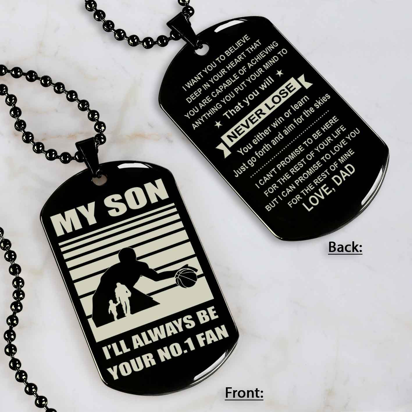 Sport Personalized Double Sided Dog Tag I Will Always Be Your No 1 Fan - You Will Never Lose Gift From Dad To Son