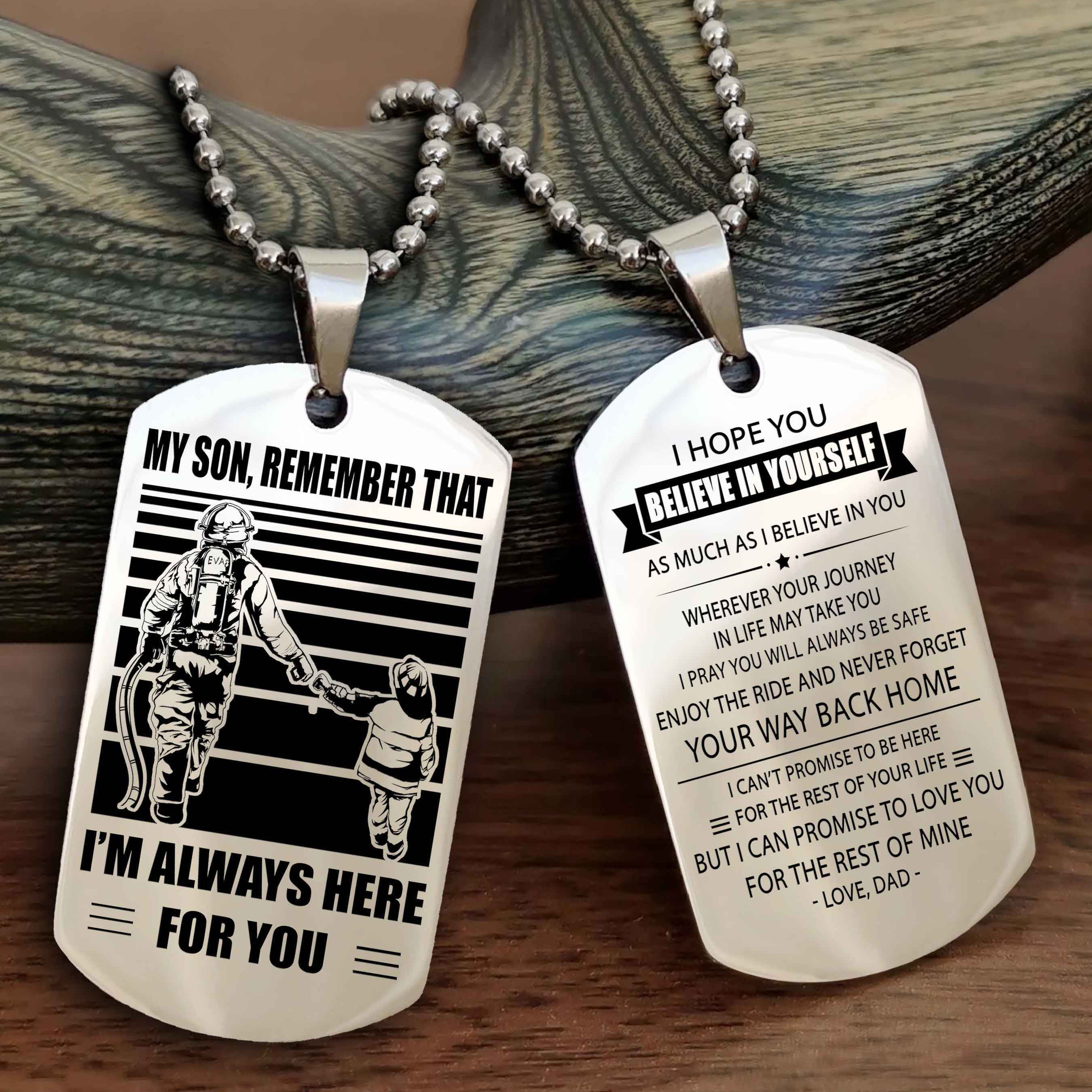 Viking Personalized Double Sided Dog Tag My Son Remember That I Will Always Here Never Forget Your Way Back Home