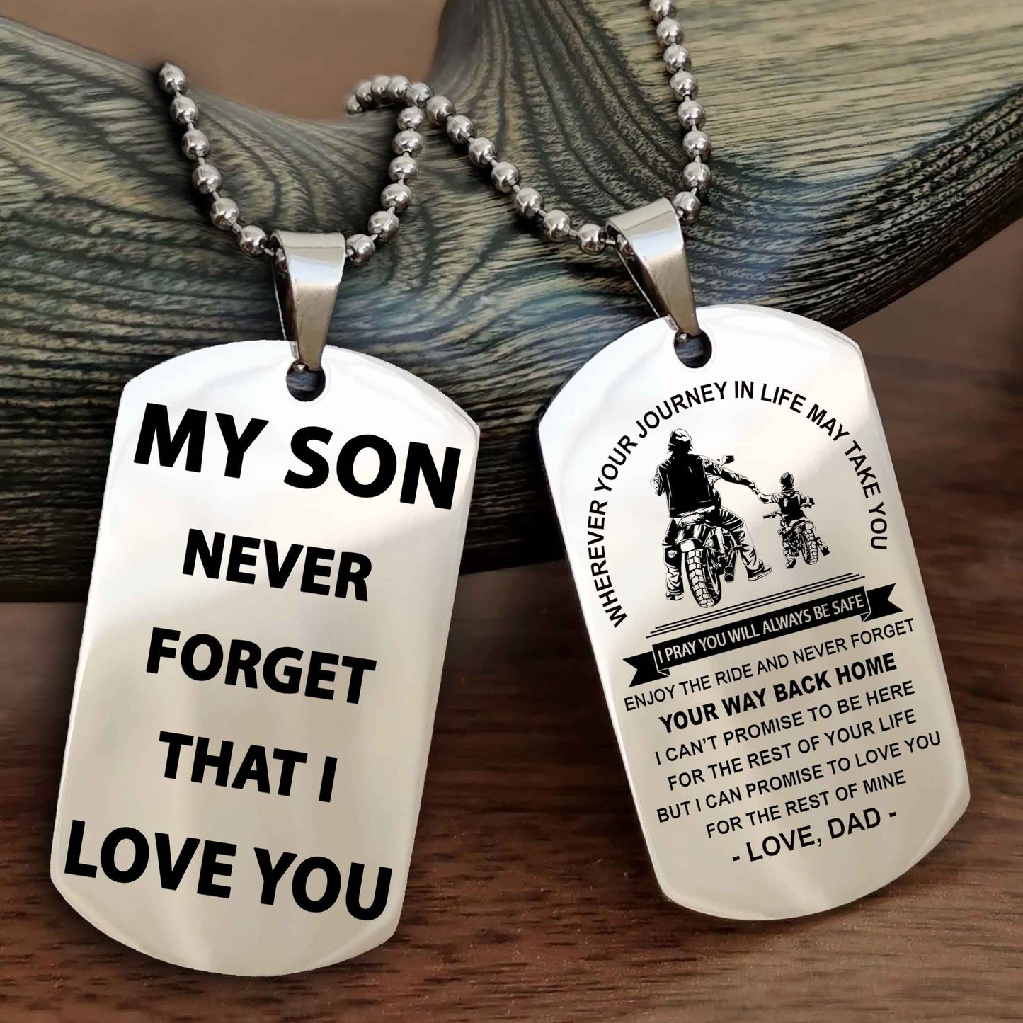 DRB Double Sided Dog Tag To My Son Never Forget That I Love You - Gift For Son Never Forget Your Way Back Home