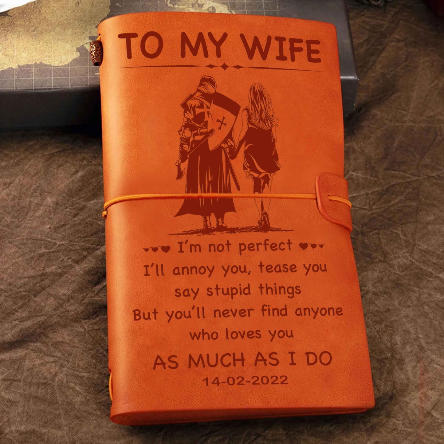 DRB Valentines gifts Vintage Journal Husband to Wife I am not perfect - love you as much as I do