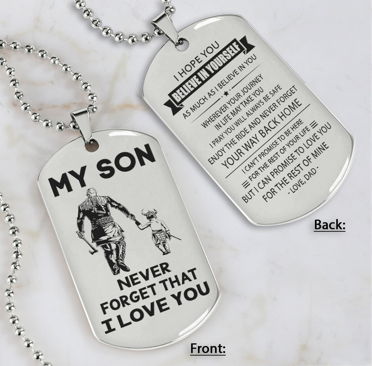 DRB Personalized Double Sided Dog Tag To My Son Never Forget That I Love You - Never Forget Your Way Back Home