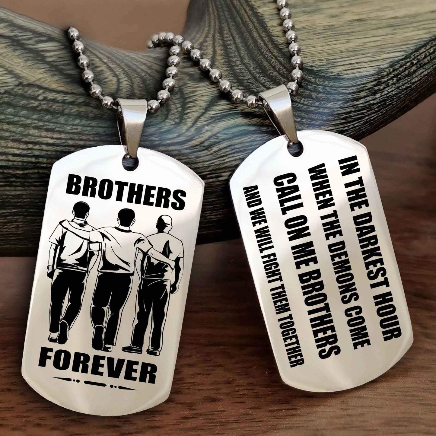 Viking Engraved Double Sided Dog Tag Call On Me Brother NAG Brothers Forever We Will Fight Them Together