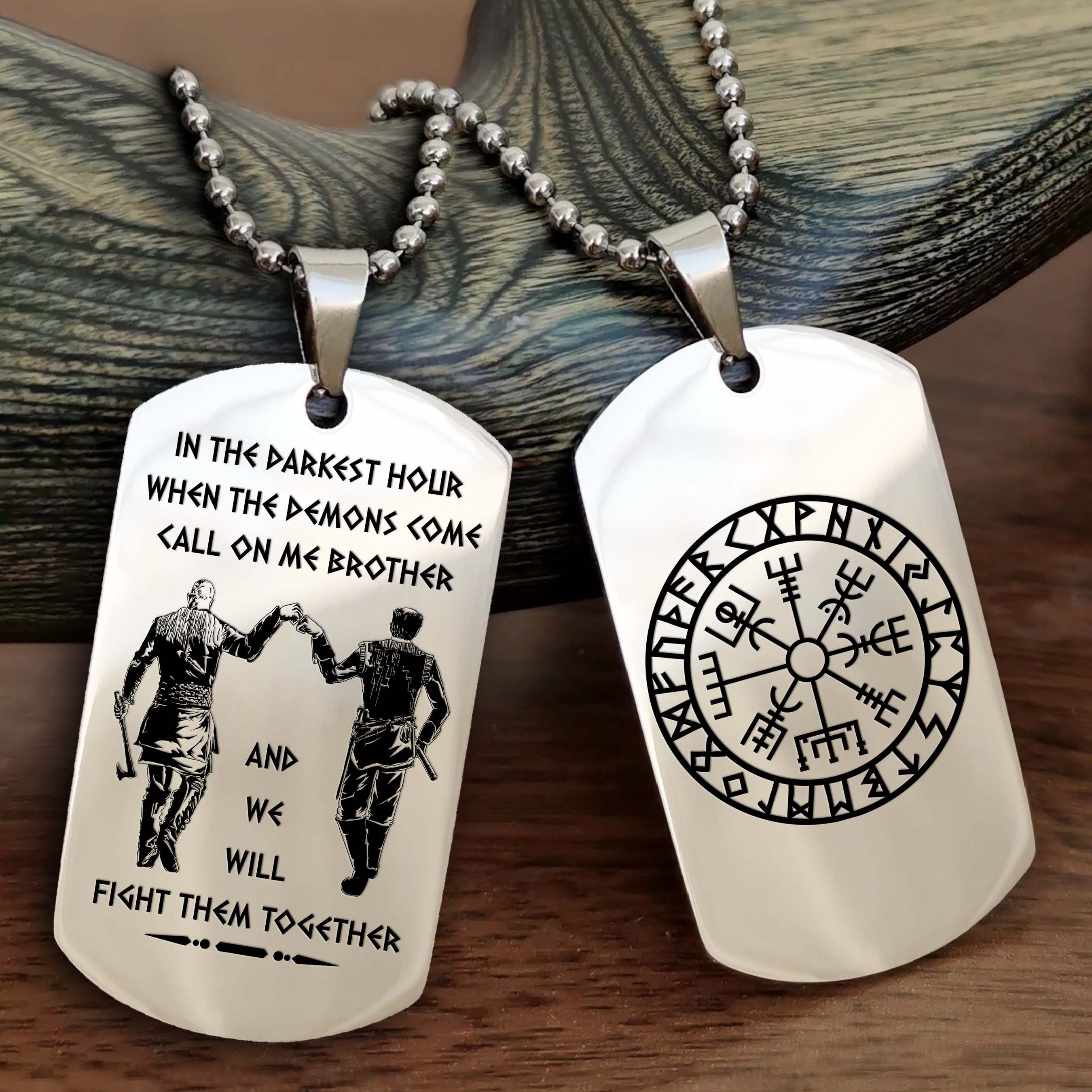 Viking customizable engraved black dog tag NAG double sided gift from brother, brother forevers