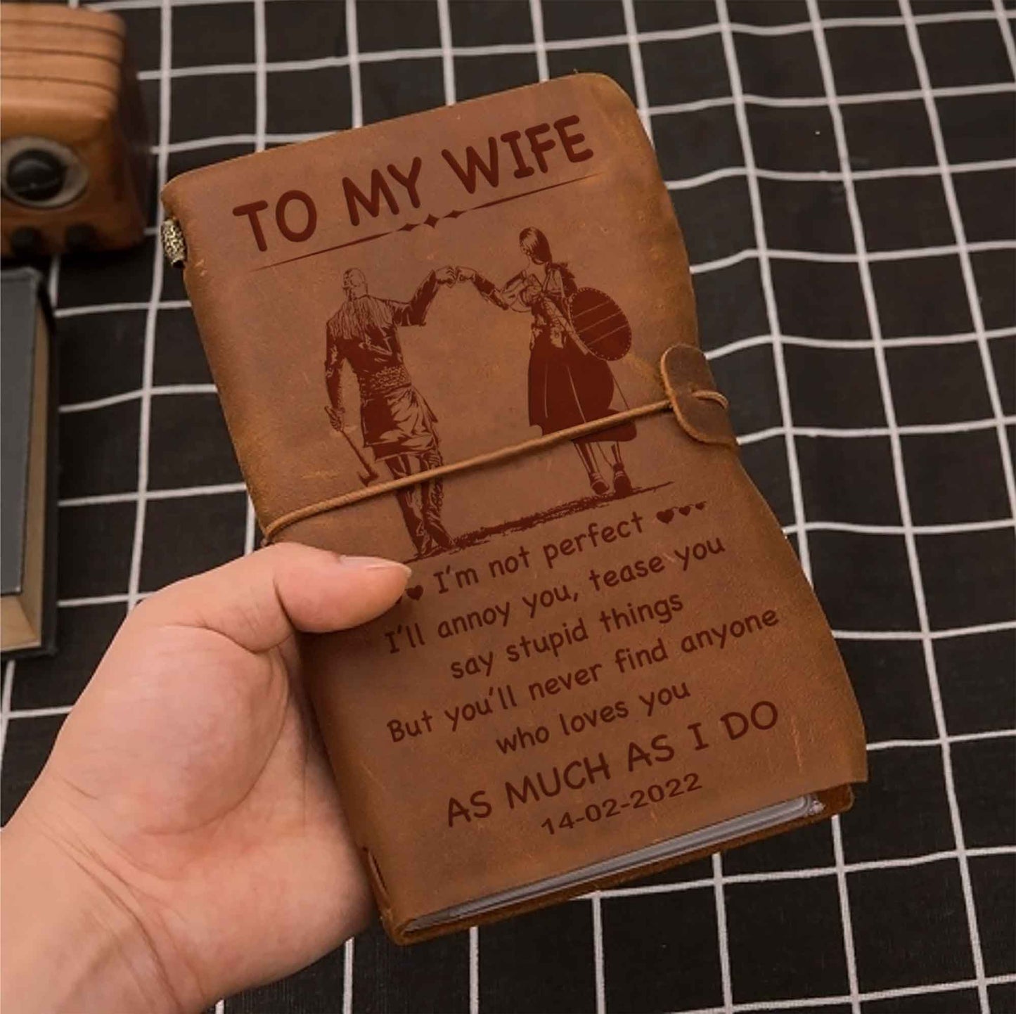 DRB Valentines gifts Vintage Journal Husband to Wife I am not perfect - love you as much as I do