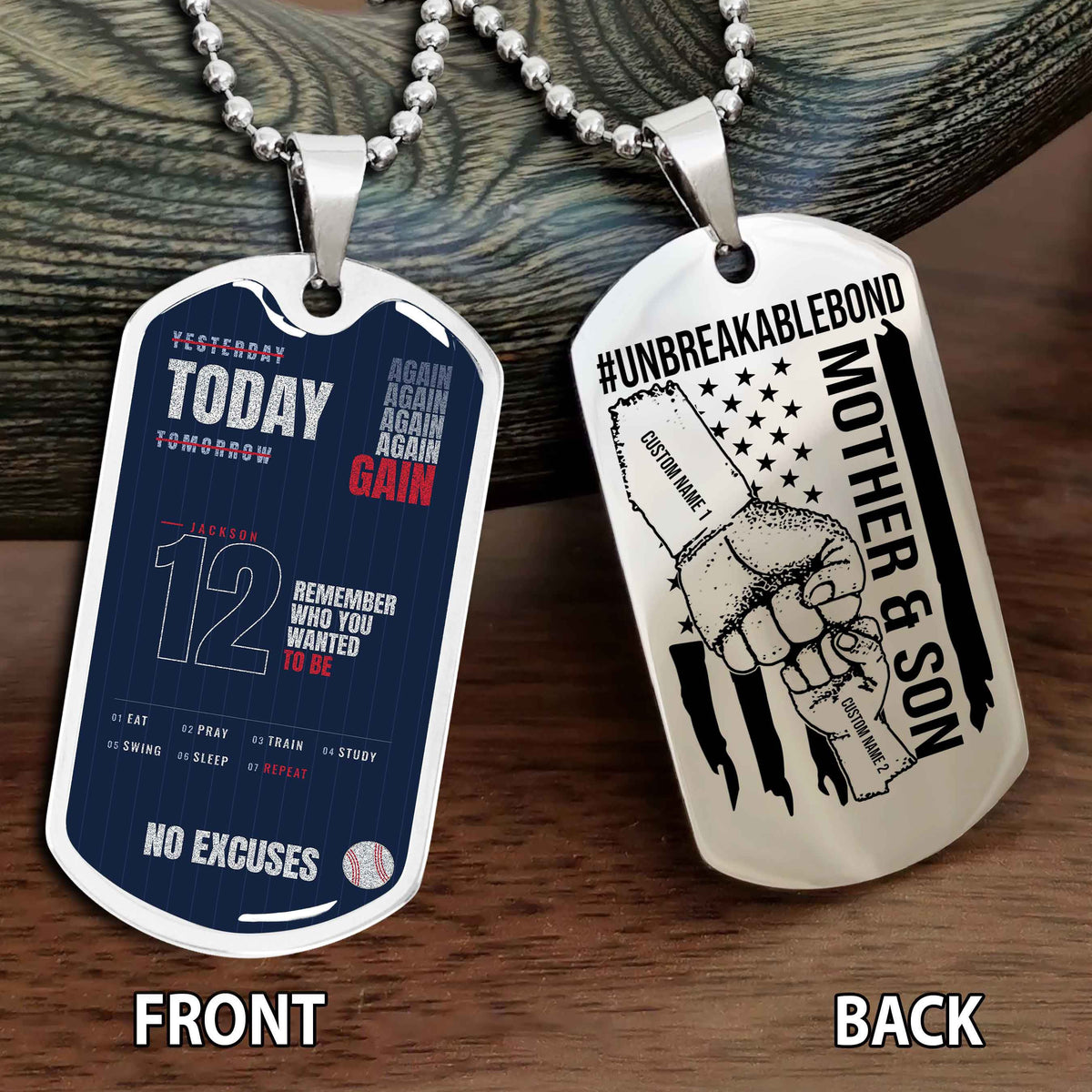 Personalized Double Side Graphic Dog Tag Mom And Son Remember Who You Wanted To Be