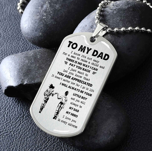 Dragon B GK-Father and Son- Millitary Chain 18K Gold Plated To My Dad I Know It's Not Easy - I love you in every universe-Gift From Son To Dad Father's Day Gift