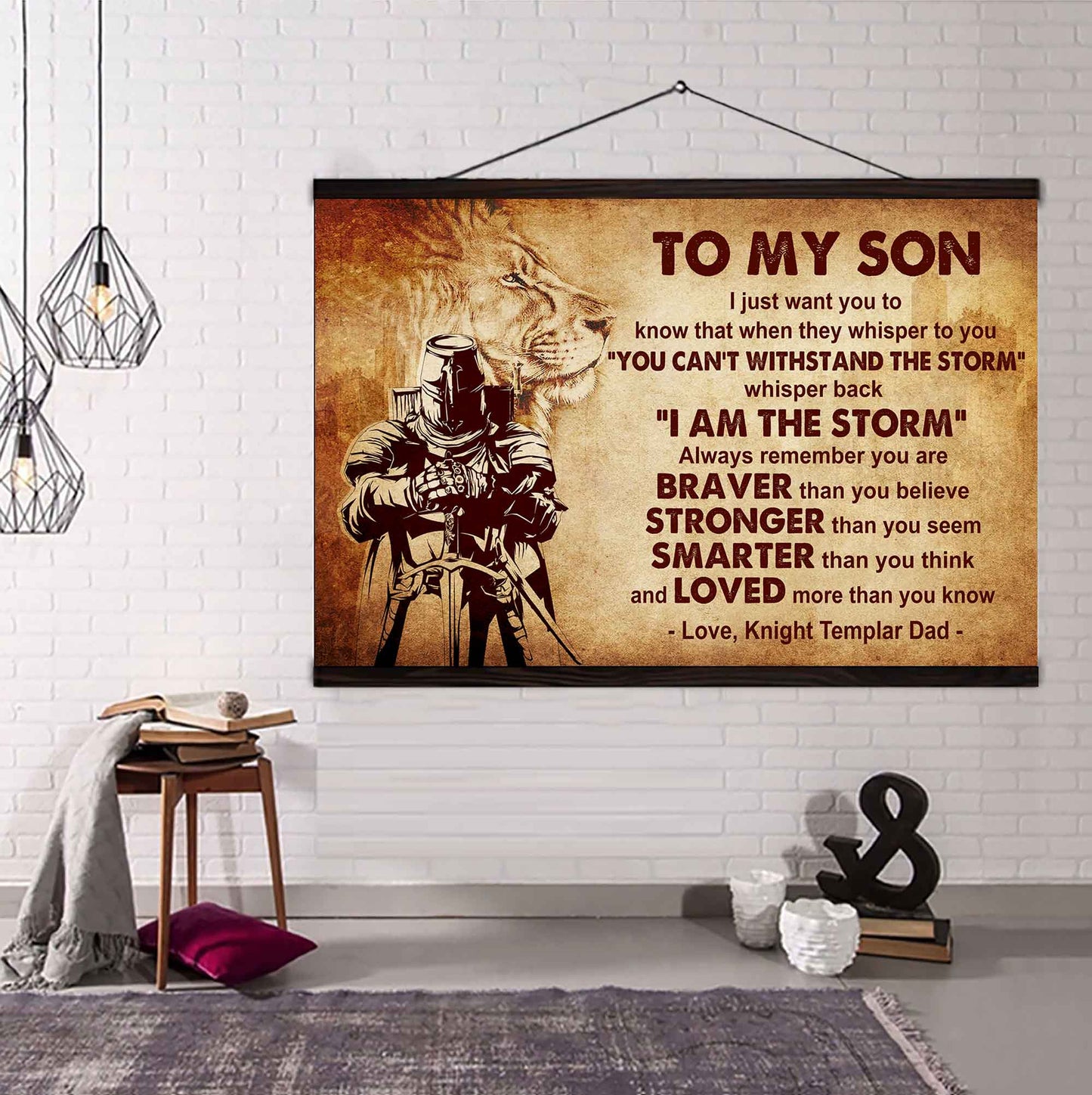 New Version Warrior Poster Canvas Whisper Back I'm The Storm From Dad To Son Gift For Your Son