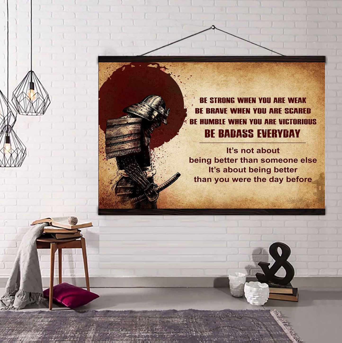 New Version Warrior Poster Canvas Be Strong When You Are Weak Be Badass Everyday-Motivational Quotes