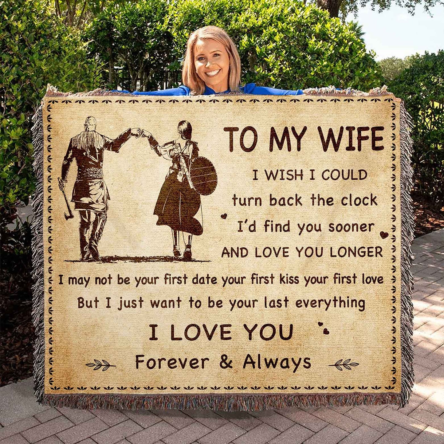 To My Wife Woven Blanket I Wish I Could Turn Back The Clock I Love You Forever And Always Gift For Your Wife