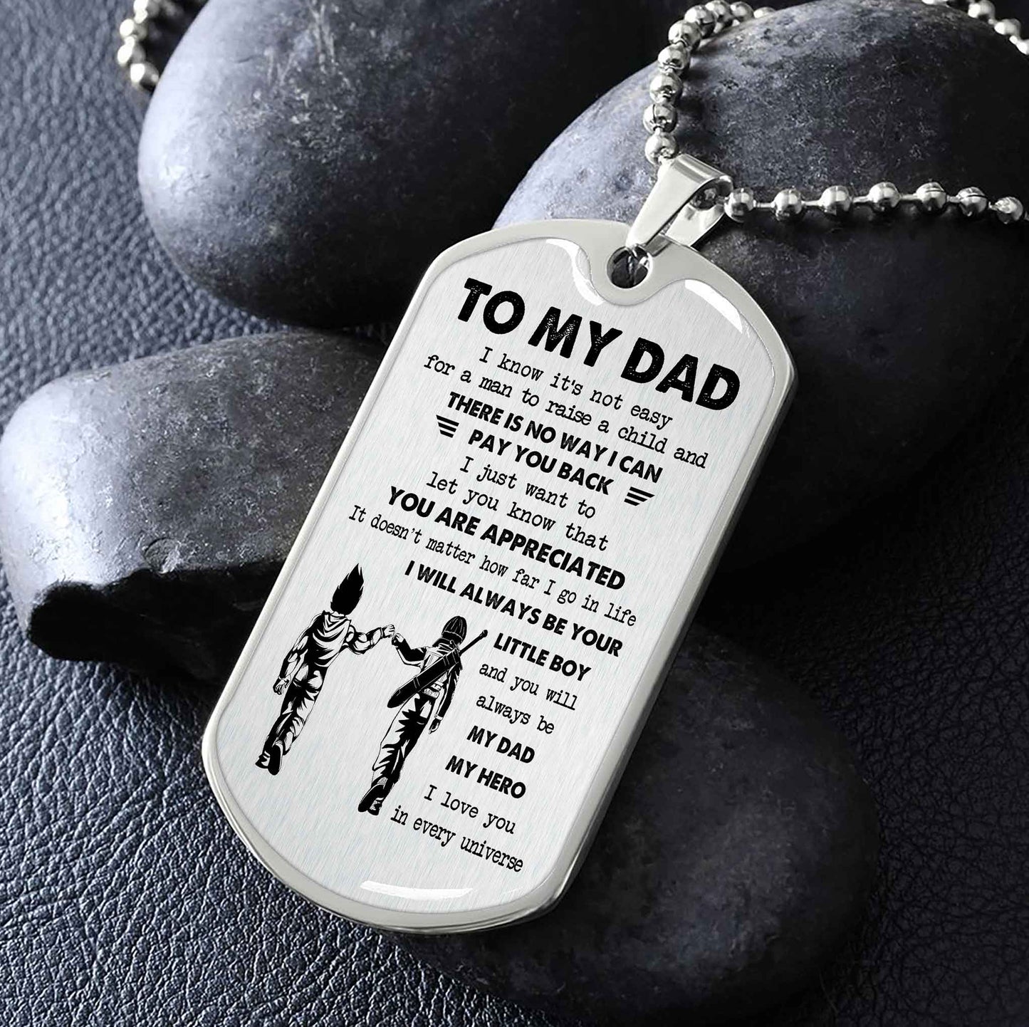 Dragon B GK-Father and Son- Millitary Chain 18K Gold Plated To My Dad I Know It's Not Easy - I Will Always Be Your Little Boy Gift From Son To Dad Father's Day Gift