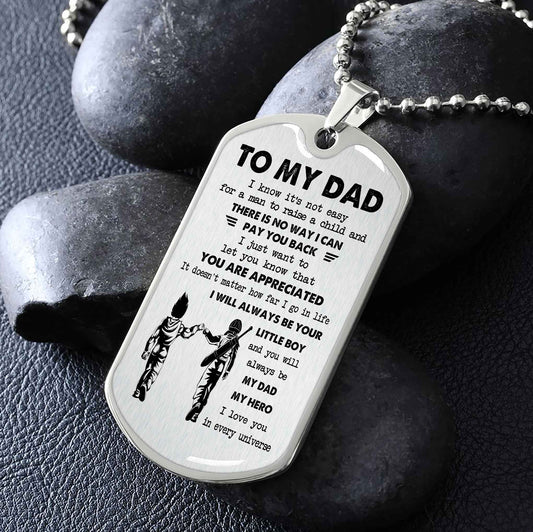 Dragon B VGT-Father and Son- Millitary Chain 18K Gold Plated To My Dad I Know It's Not Easy -I love you in every universe- Gift From Son To Dad Father's Day Gift