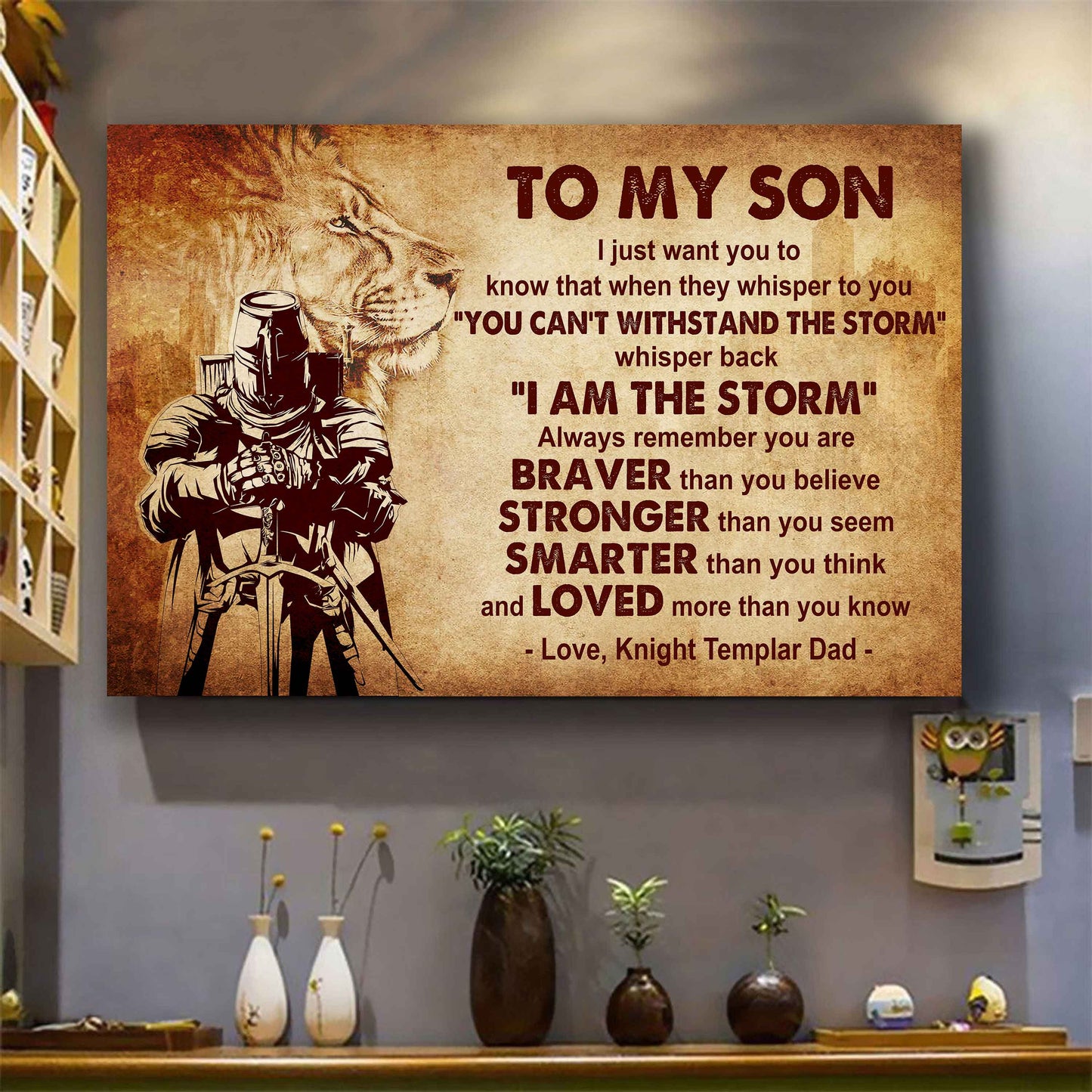 New Version Warrior Poster Canvas Whisper Back I'm The Storm From Dad To Son Gift For Your Son