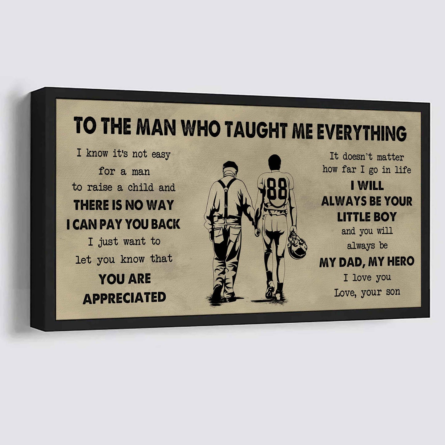DRB Poster Horizontal Canvas To My DRB Dad I Know It's Not Easy To Raise A Child I Will Always Be Your Little Boy Gift From Son To Dad