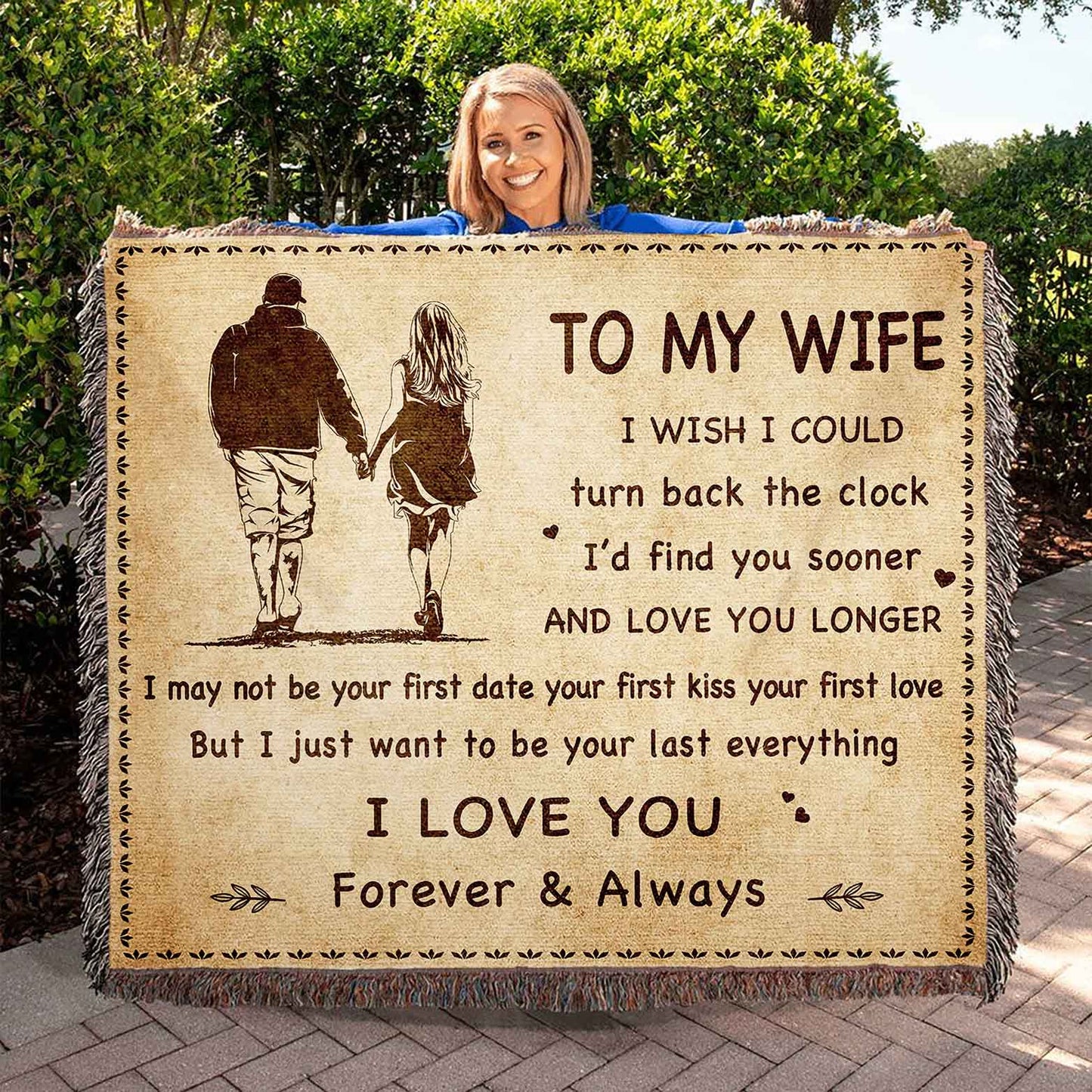 To My Wife Woven Blanket I Wish I Could Turn Back The Clock I Love You Forever And Always Gift For Your Wife