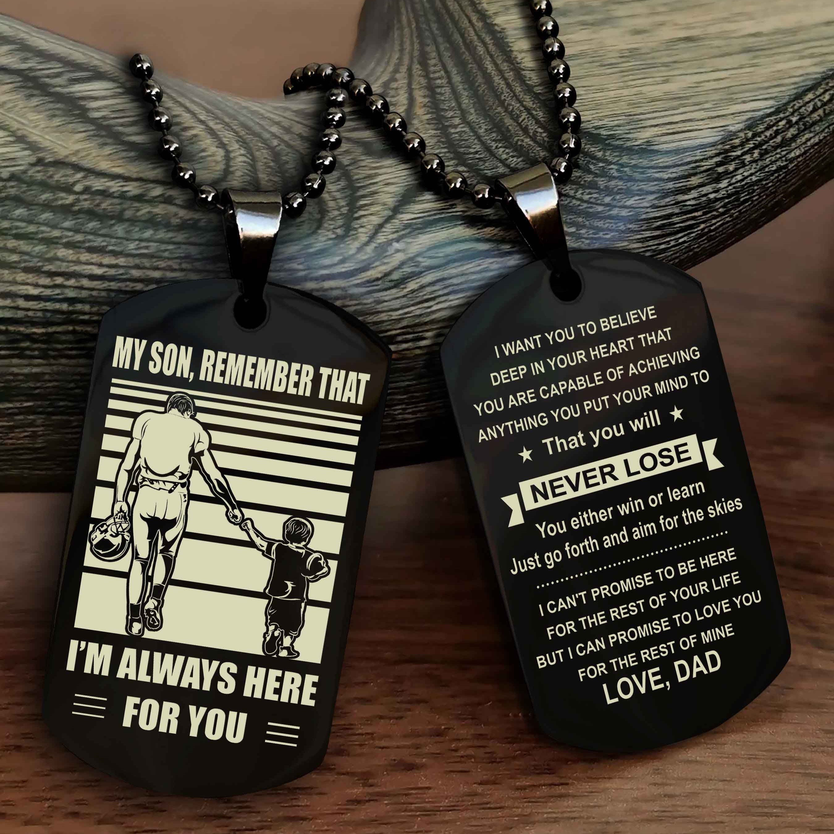 DRB Personalized Double Sided Dog Tag My Son Remember That I Will Always Here You Will Never Lose You Either Win Or Learn