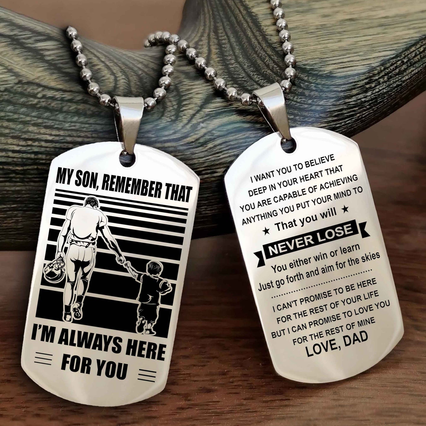 Biker Personalized Double Sided Dog Tag My Son Remember That I Will Always Here You Will Never Lose You Either Win Or Learn