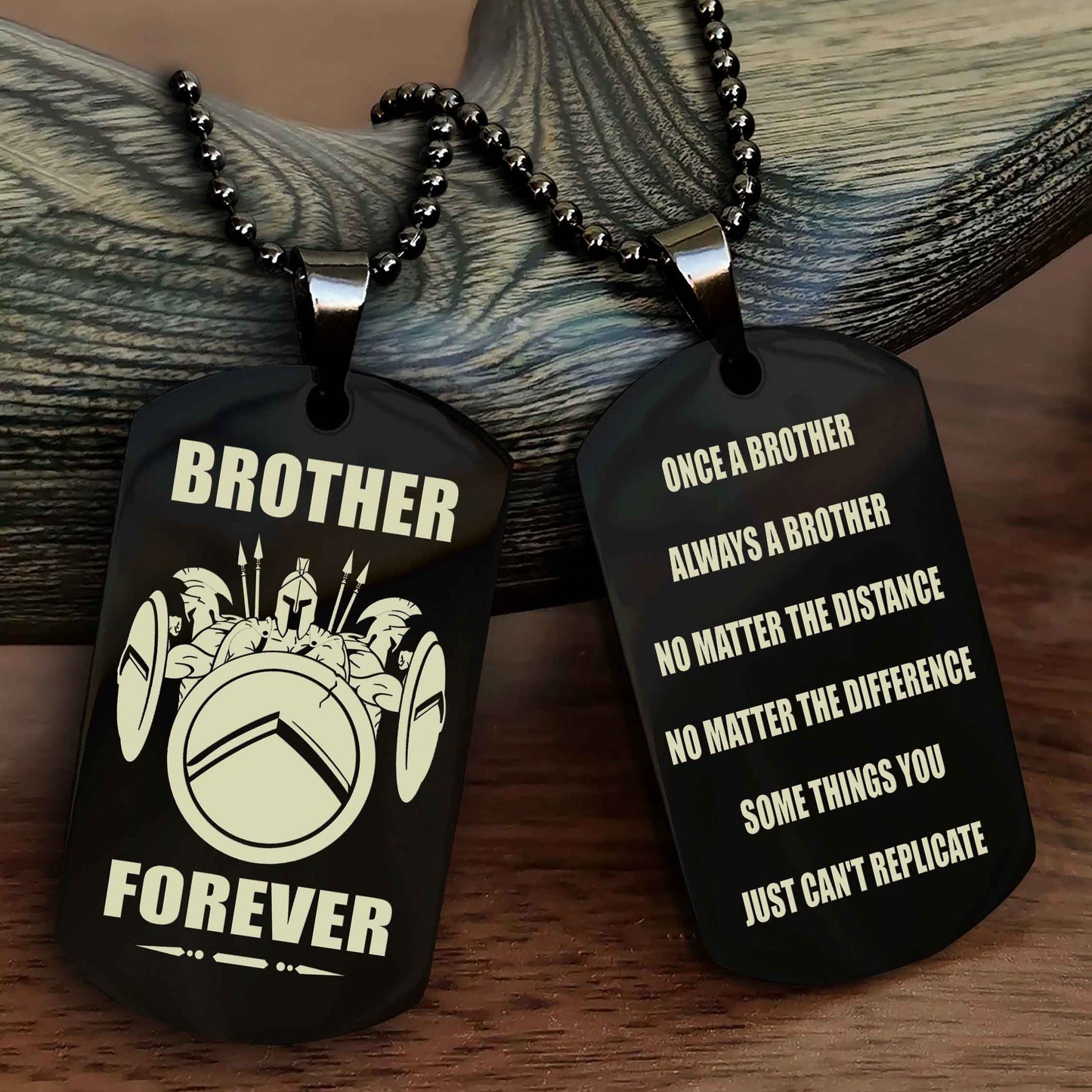 Viking Customizable engraved dog tag double sided gift from brother - Brother Forever Once A Brother Always A Brother