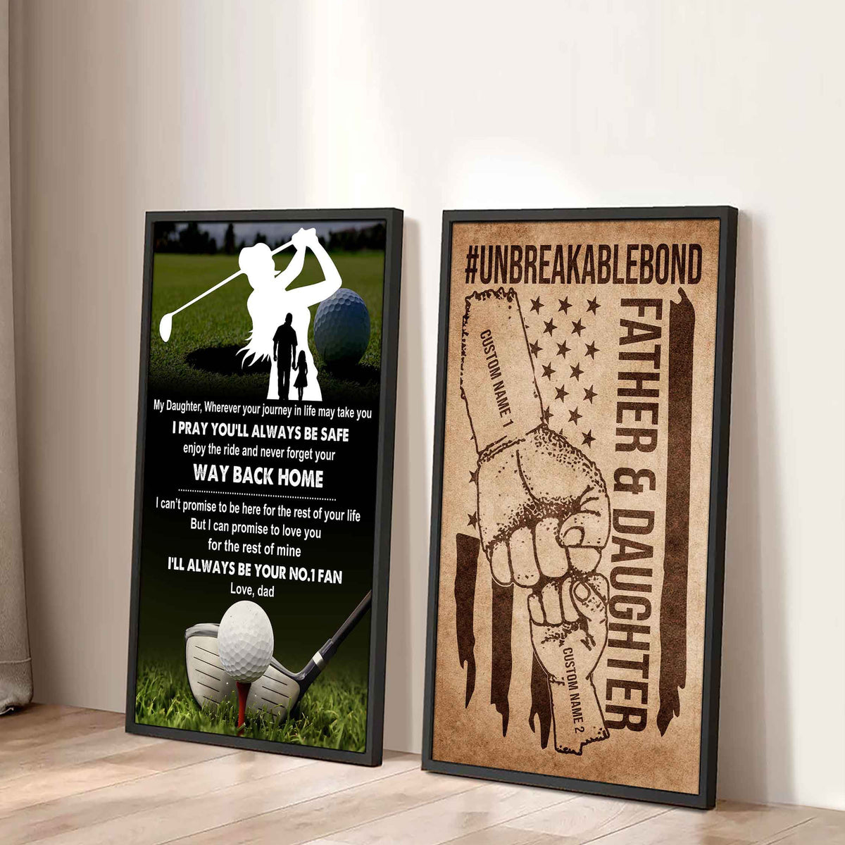 Dad And Daughter UnBreakable Bond - 2 Piece Canvas Wall Art - Never Forget Your Way Back Home