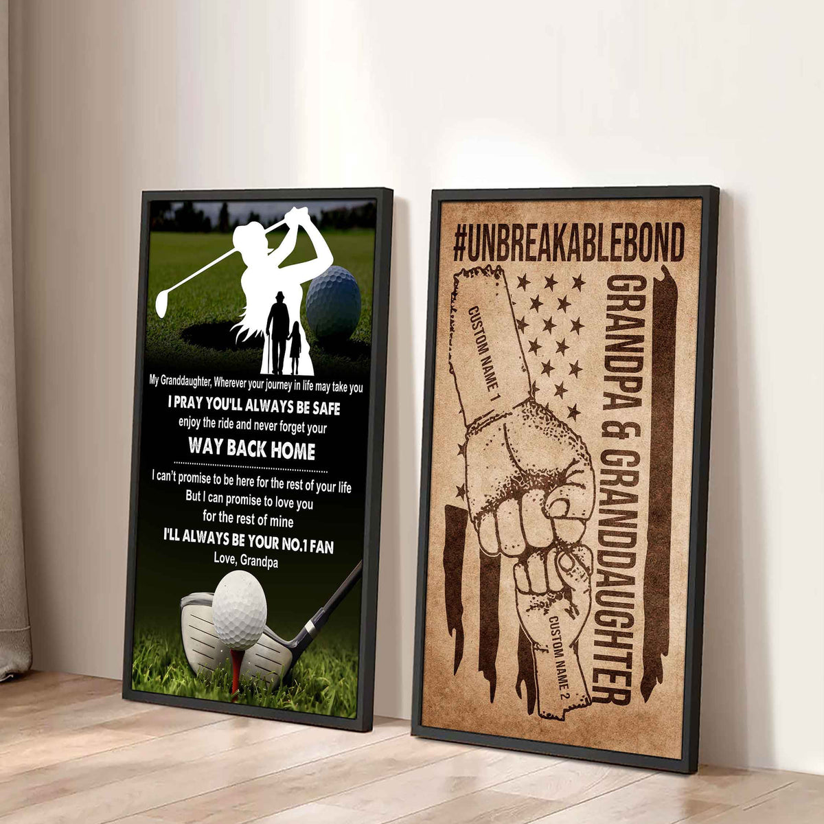 Grandpa And Granddaughter UnBreakable Bond - 2 Piece Canvas Wall Art - Never Forget Your Way Back Home