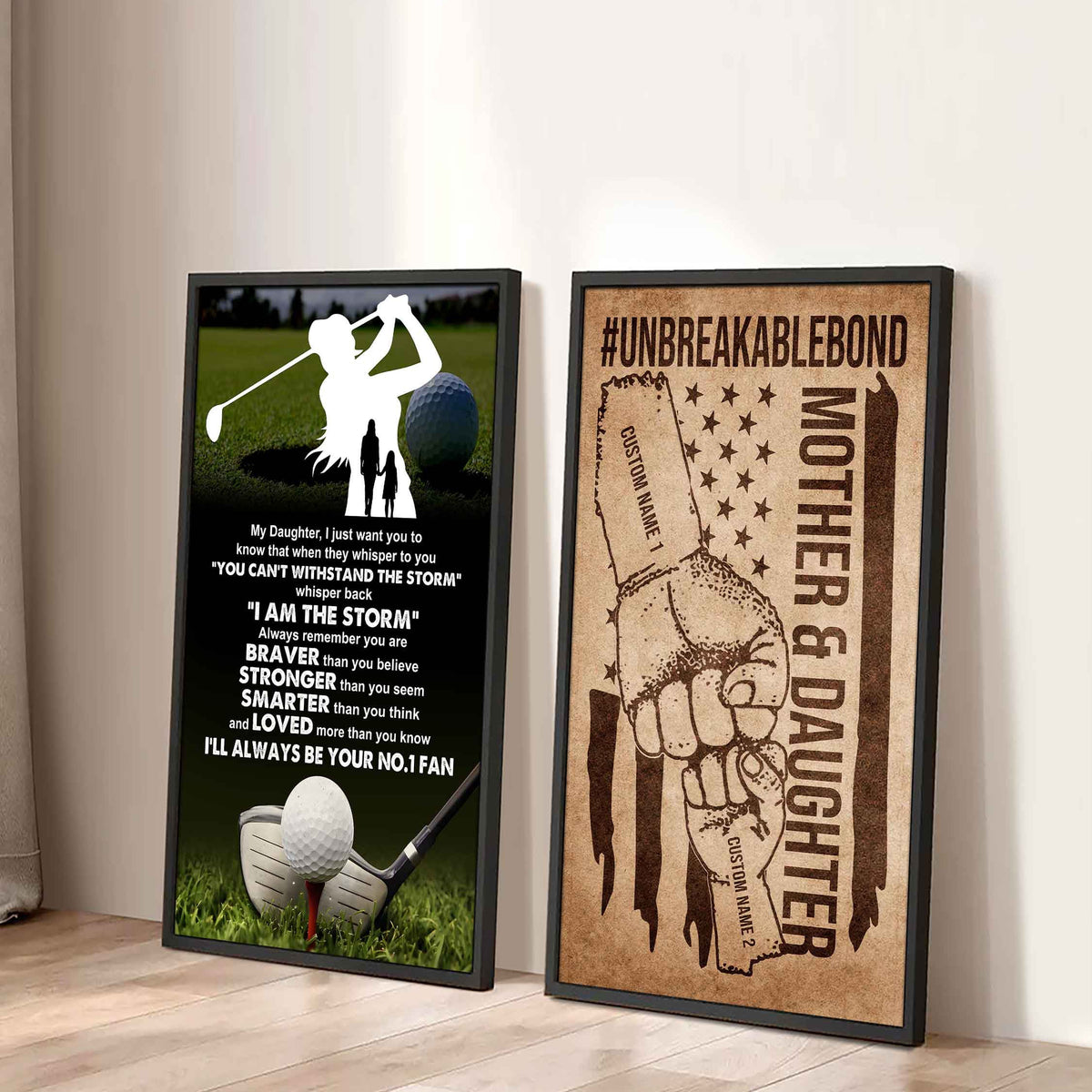 Mother And Daughter UnBreakable Bond - 2 Piece Canvas Wall Art - Whisper Back I'm The Storm