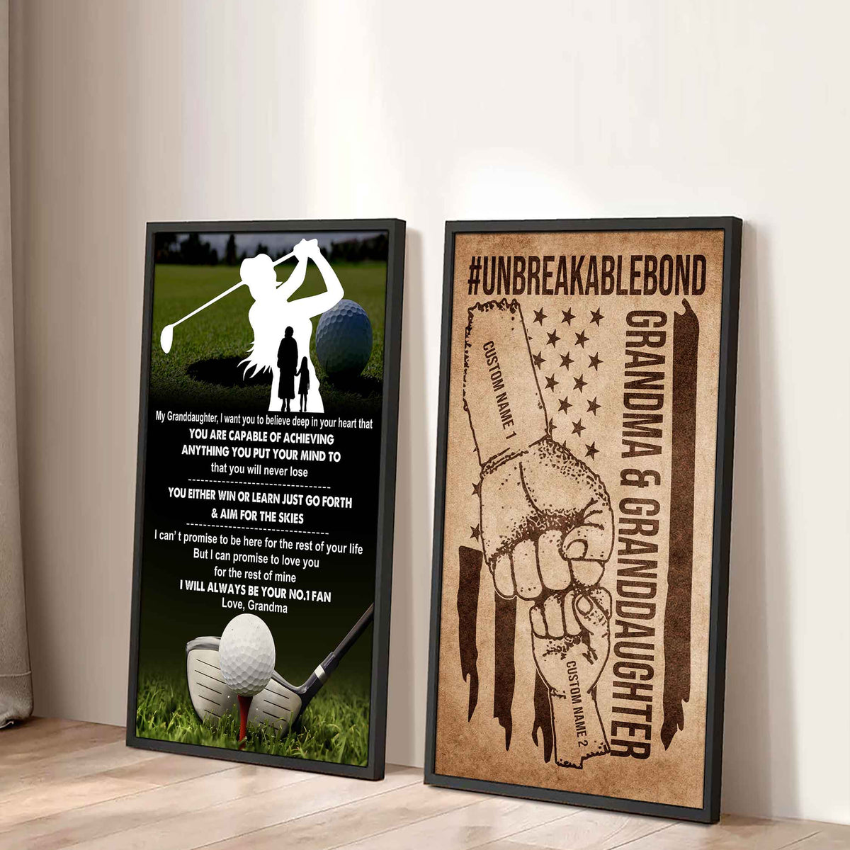 Grandma And Granddaughter UnBreakable Bond - 2 Piece Canvas Wall Art - You Will Never Lose You Either Win Or Learn