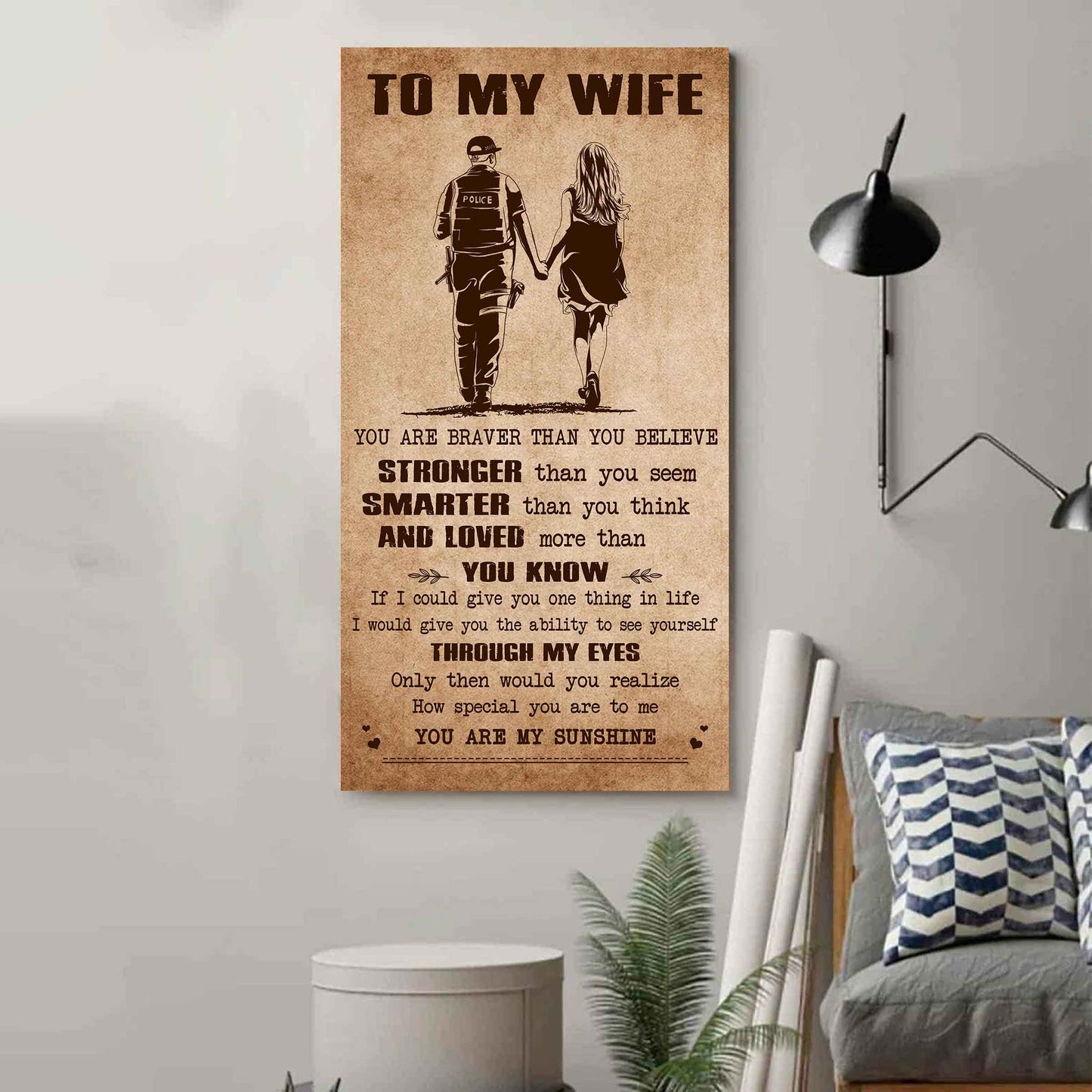 DRB VGT- Poster Canvas You Are Braver Than You Believe - You Are My Sunshine Gift For Your Wife