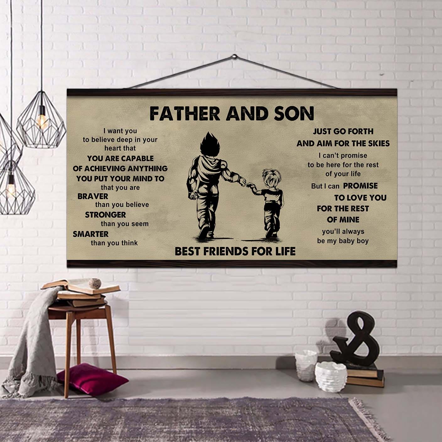 Family photo upload Father And Son Best Friends For Life - That You Are Braver Than You Believe Poster Canvas Gift For Son From Father