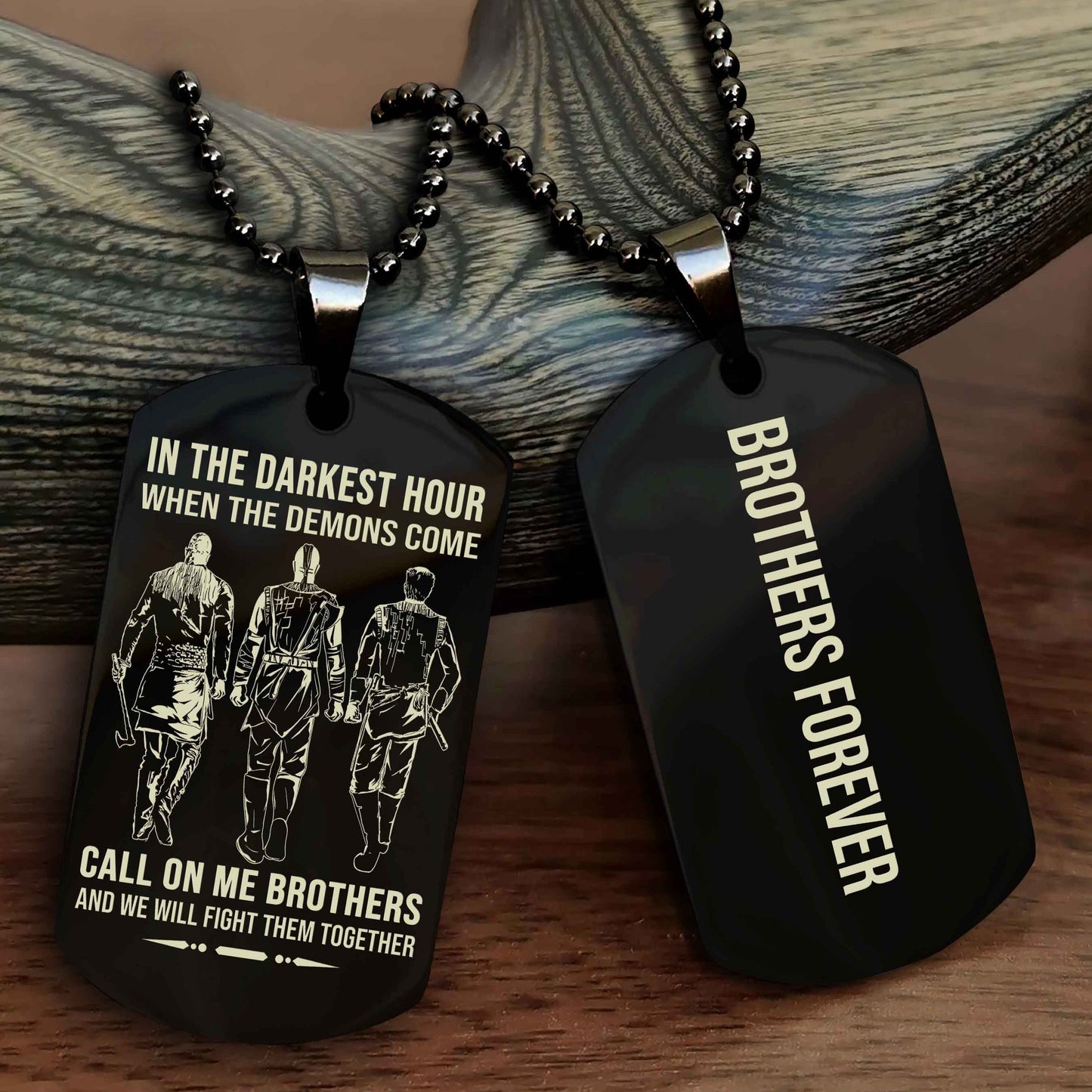 DRB Customizable engraved black dog tag double sided gift from brother, brother forevers NAG