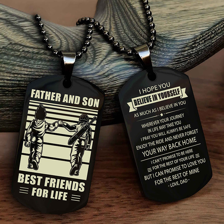 DRB Personalized Double Sided Dog Tag Silver To My Son I Love You - Enjoy The Ride And Never Forget Your Way Back Home From