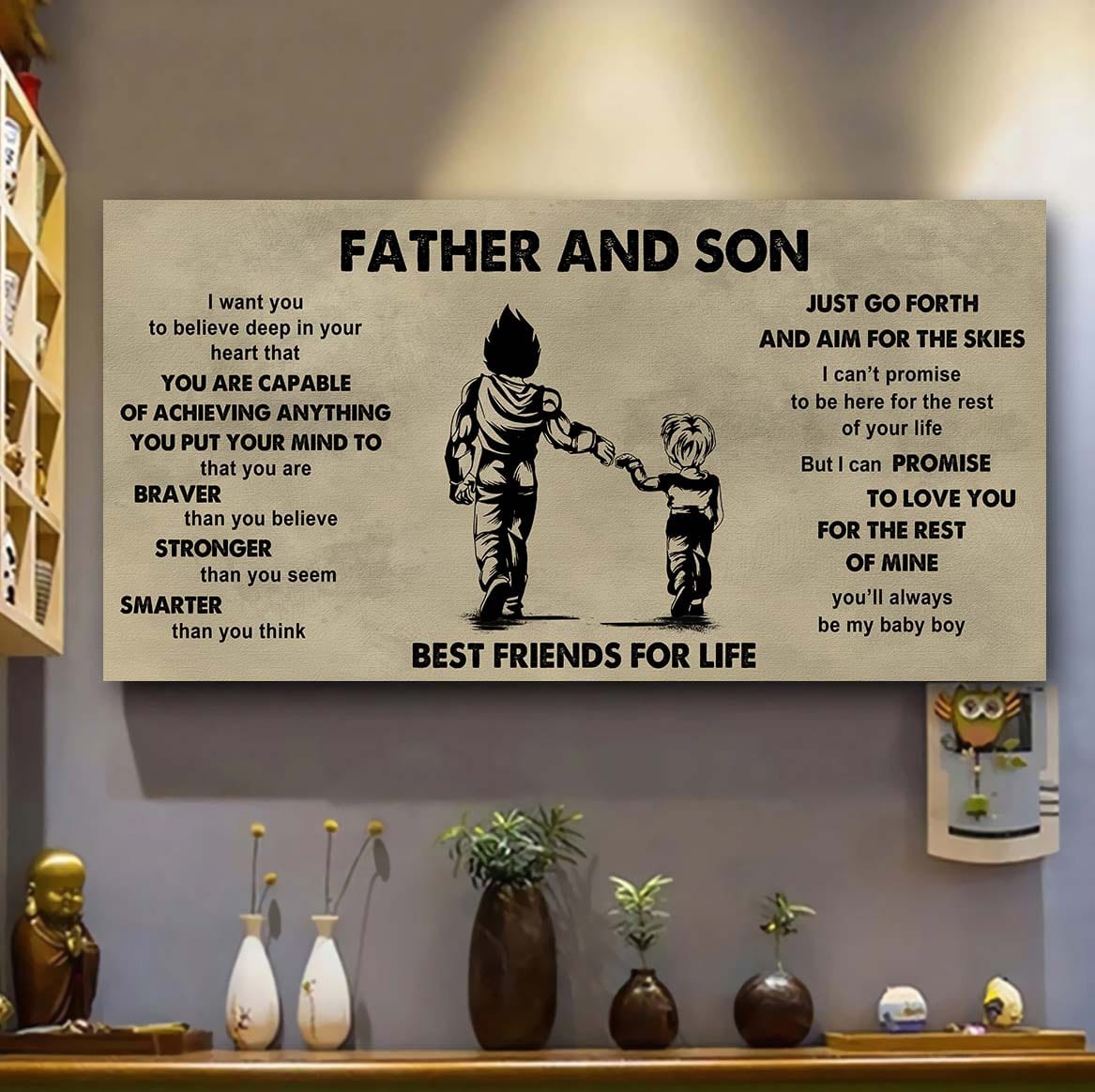 Family photo upload Father And Son Best Friends For Life - That You Are Braver Than You Believe Poster Canvas Gift For Son From Father