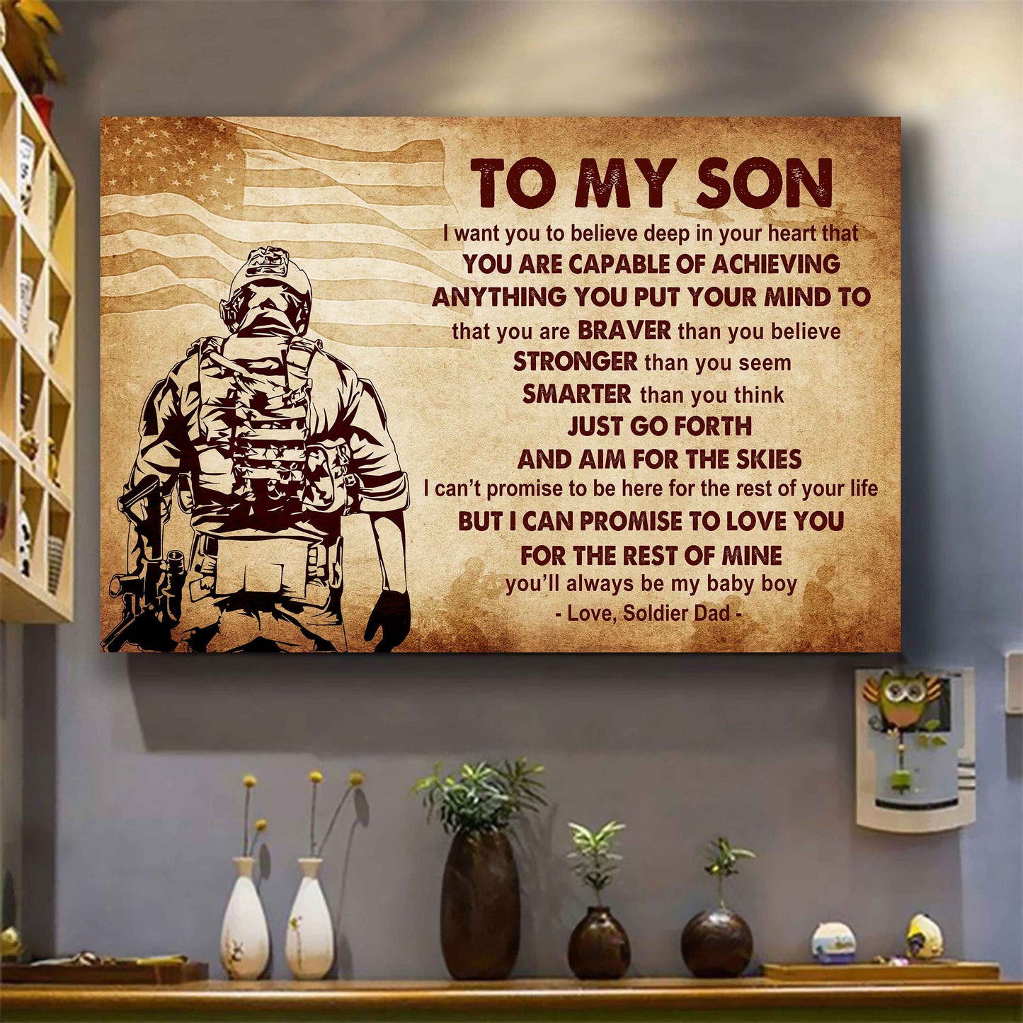 New Version Warrior Poster Canvas Just Go Forth And Aim For The Skies From Dad To Son Gift For Your Son