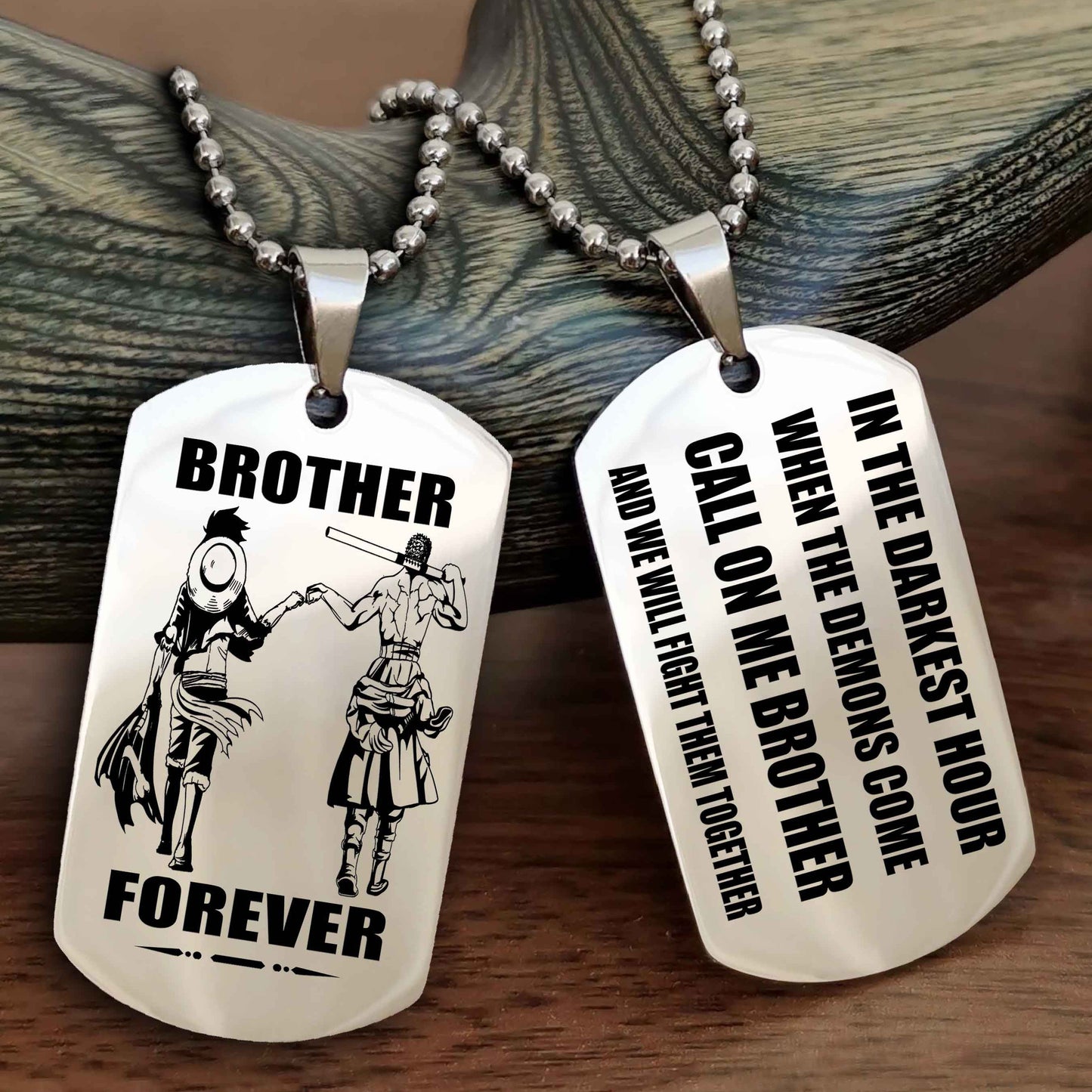 Viking Engraved Double Sided Dog Tag Call On Me Brother NAG Brothers Forever We Will Fight Them Together