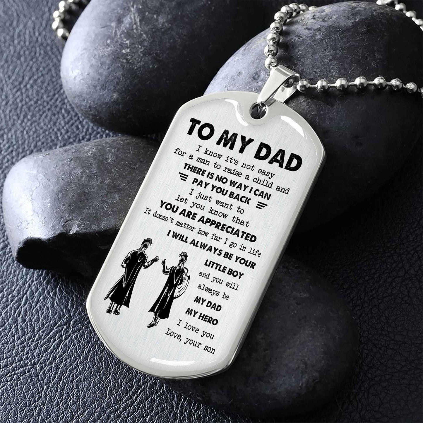 Dragon B GK-Father and Son- Millitary Chain 18K Gold Plated To My Dad I Know It's Not Easy - I Will Always Be Your Little Boy Gift From Son To Dad Father's Day Gift