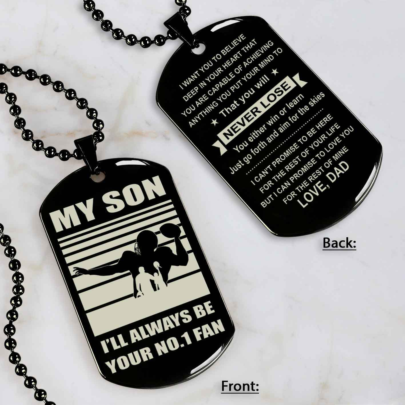 Sport Personalized Double Sided Dog Tag I Will Always Be Your No 1 Fan - You Will Never Lose Gift From Dad To Son